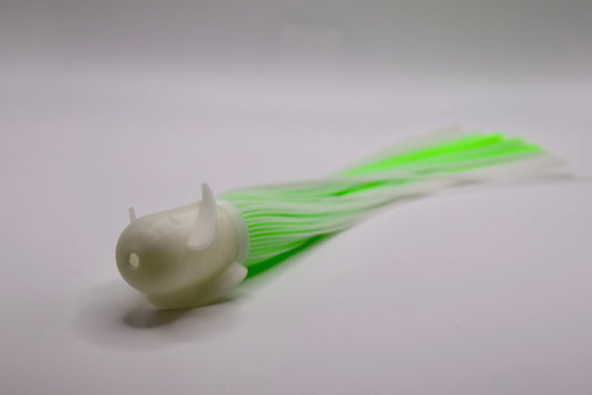 Deep sea fishing lures in glow in the dark and green - great for saltwater fishing and deep ocean