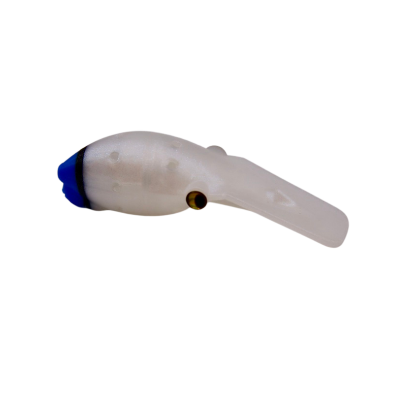 Load image into Gallery viewer, Ultra Violet Blue wobbling lip lure with Bright blue ultra Violet tail and built in scent chamber. Used for salmon and steelhead fishing.