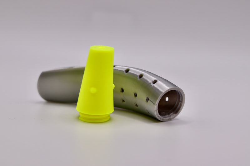 Load image into Gallery viewer, Salmon lure with a chrome body and white and yellow head opened up - great as chinook salmon lures, and coho salmon lures
