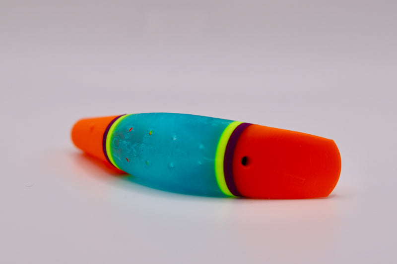 Load image into Gallery viewer, Salmon lure with a teal and orange body and orange head from the side - great as chinook salmon lures, and coho salmon lures
