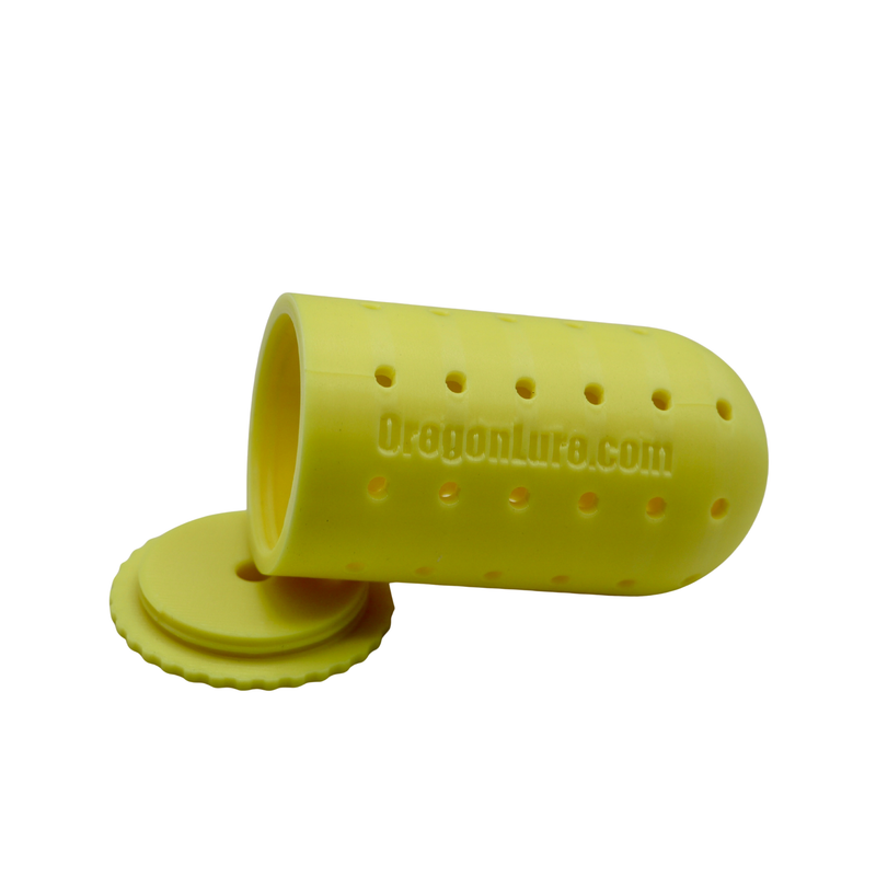 Load image into Gallery viewer, A Yellow Glow halibut fishing lure for holding scent and bait.
