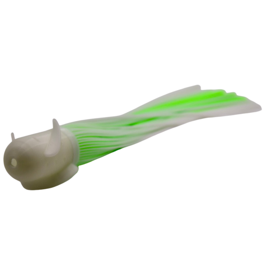 Glow Green and UV green spinning halibut and bottom fishing lure