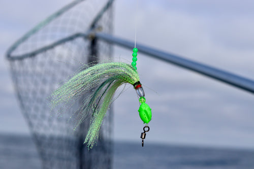 Our Neon Green Micro Bait basket in action on the end of a fresh water lure