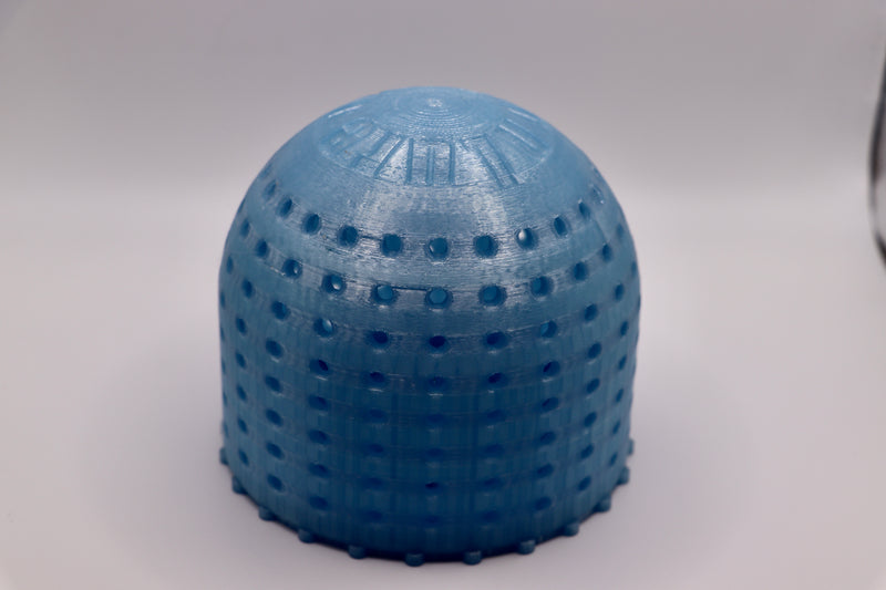 Load image into Gallery viewer, Mega bait basket in blue from the side used for crabbing
