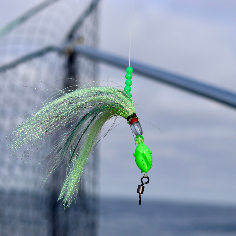 Load image into Gallery viewer, Spinning Bait Basket – Inline Scent Chamber for Salmon, Trout, Steelhead Lures | UV &amp; Neon Fishing Lure Bait Holder | Add Action to Hoochies &amp; Skirt Style Lures
